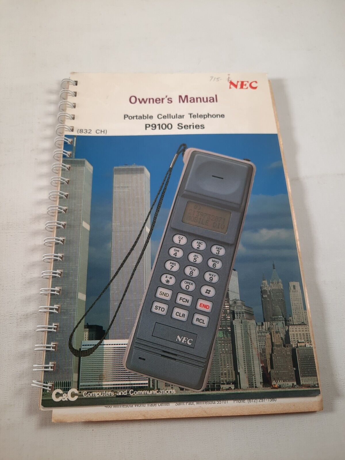 Vtg Nec Owners Manual P9100 Portable Cellular Telephone Cellphone